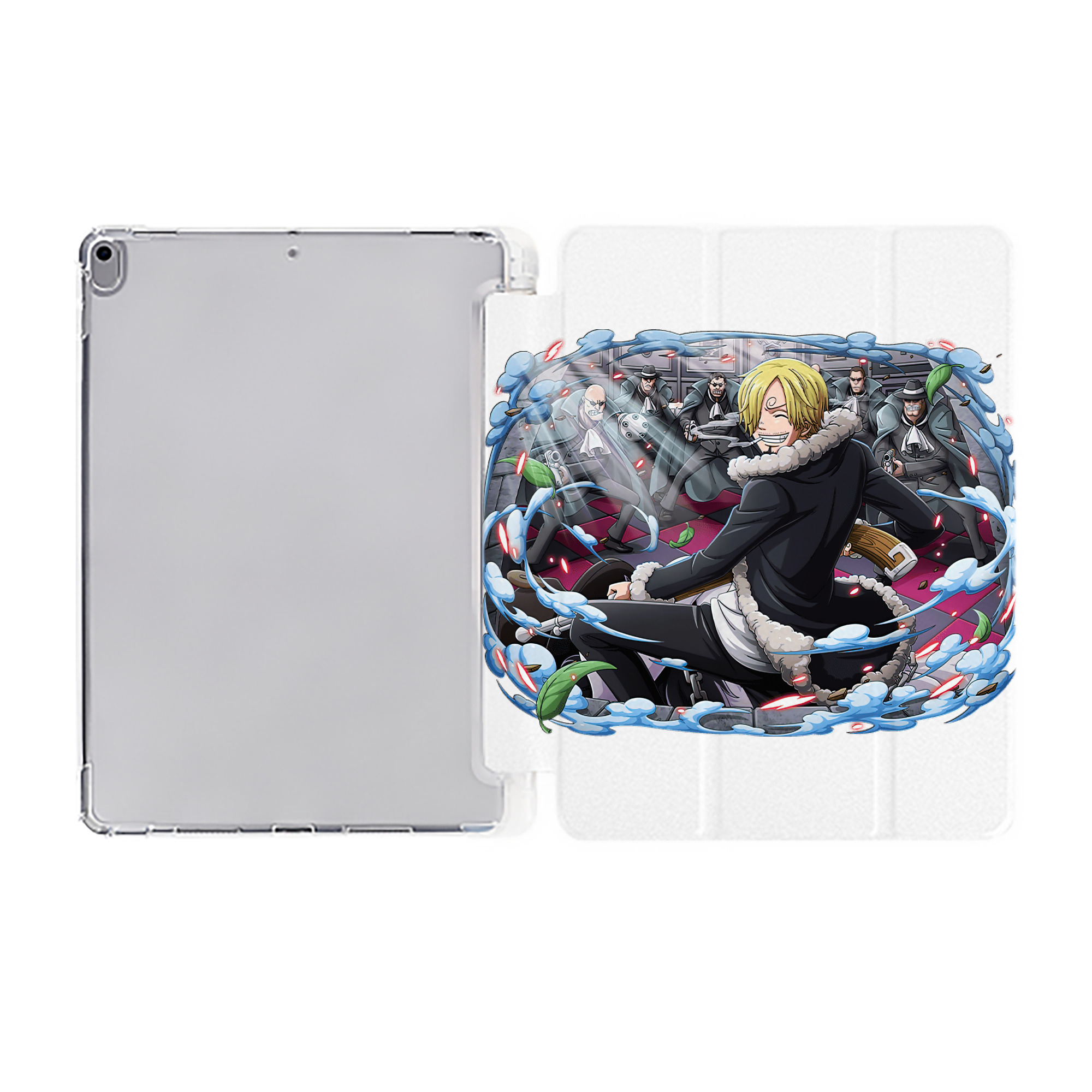 （画像用） ワンピース サンジ ONE PIECE Sanji IPad ケース ペン収納付き 三つ折りスタンド PUレザー×シリコン 対応機種9.5/10.5/10.9インチ